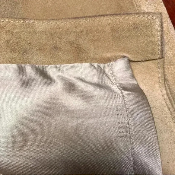 BANANA REPUBLIC  Y2K  Size 6 Tan Leather/Suede Front Slit  Skirt VINTAGE - Picture 15 of 15